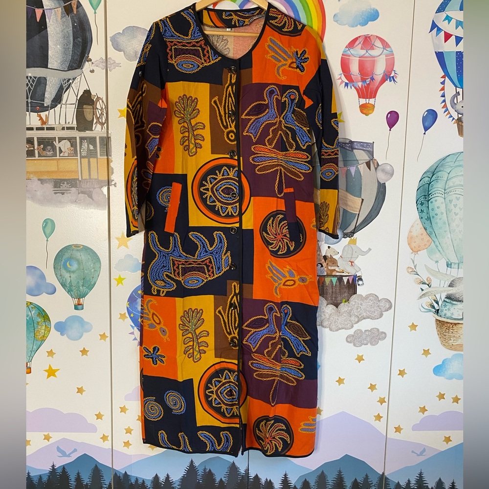 Vintage Inspired Long Patchwork Jacket Small - image 1